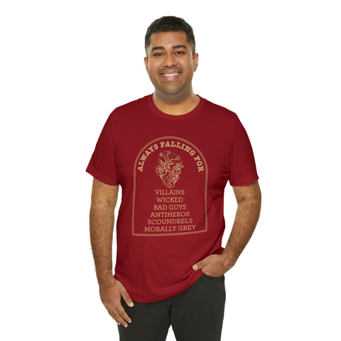 Always falling for villains book t-shirt | Bookish gifts Always falling for villains book t-shirt | Bookish gifts