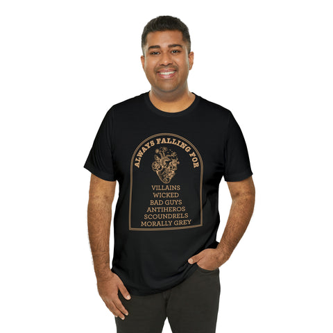 Always falling for villains book t-shirt | Bookish gifts Always falling for villains book t-shirt | Bookish gifts