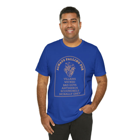 Always falling for villains book t-shirt | Bookish gifts Always falling for villains book t-shirt | Bookish gifts