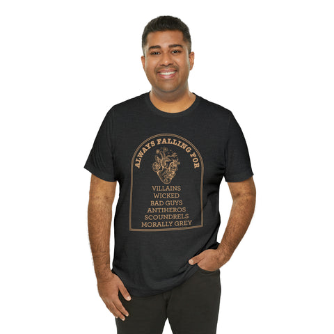Always falling for villains book t-shirt | Bookish gifts Always falling for villains book t-shirt | Bookish gifts