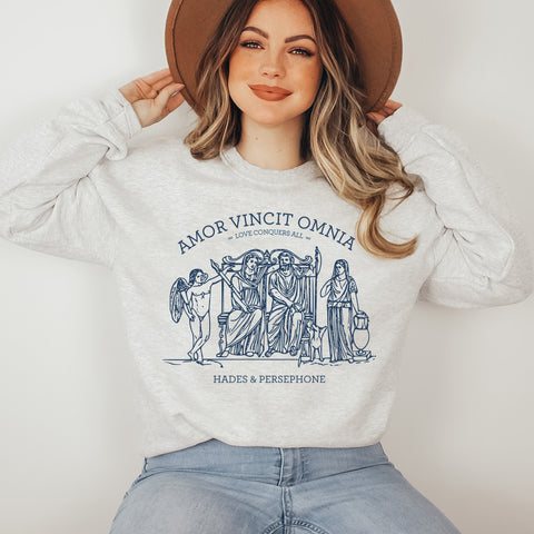 Amor Vincit Omnia Sweatshirt | Hades And Persephone Amor Vincit Omnia Sweatshirt | Hades And Persephone