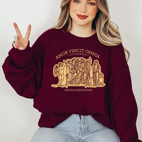 Amor Vincit Omnia Sweatshirt | Hades And Persephone Amor Vincit Omnia Sweatshirt | Hades And Persephone