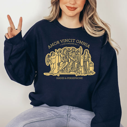 Amor Vincit Omnia Sweatshirt | Hades And Persephone Amor Vincit Omnia Sweatshirt | Hades And Persephone