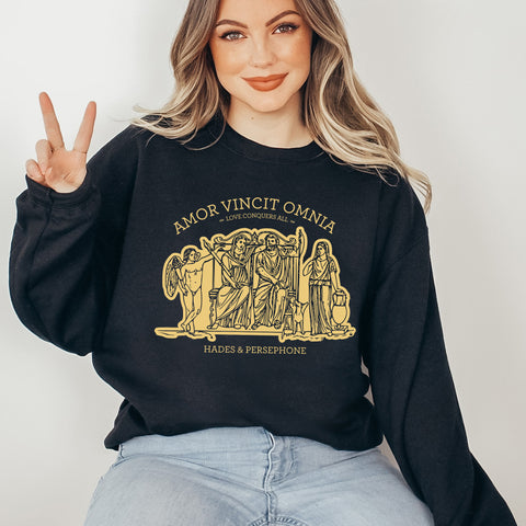 Amor Vincit Omnia Sweatshirt | Hades And Persephone Amor Vincit Omnia Sweatshirt | Hades And Persephone