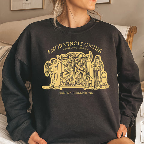 Amor Vincit Omnia Sweatshirt | Hades And Persephone Amor Vincit Omnia Sweatshirt | Hades And Persephone