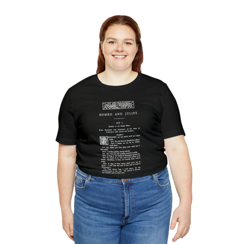 Romeo and Juliet First Page T-shirt | William Shakespeare