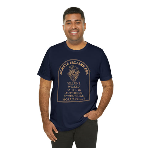 Always falling for villains book t-shirt | Bookish gifts