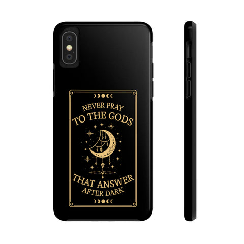 Never pray to the gods that answer after dark iphone case | Addie La Rue