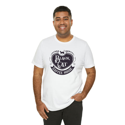 Black cat coffee house t-shirt | Bookish