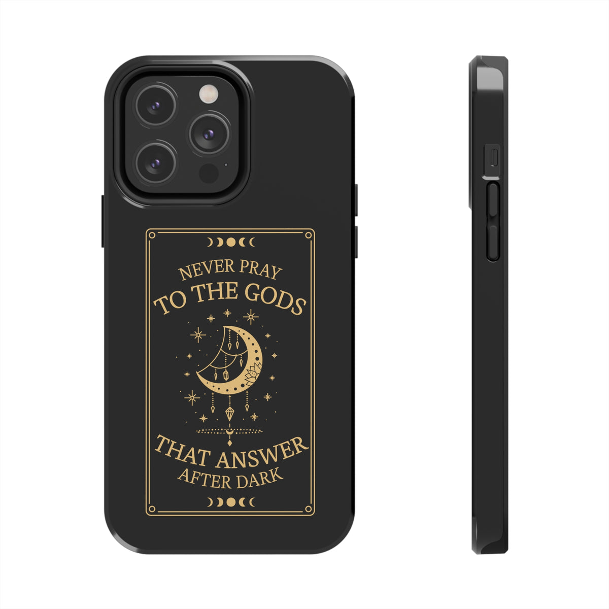 Never pray to the gods that answer after dark iphone case | Addie La Rue