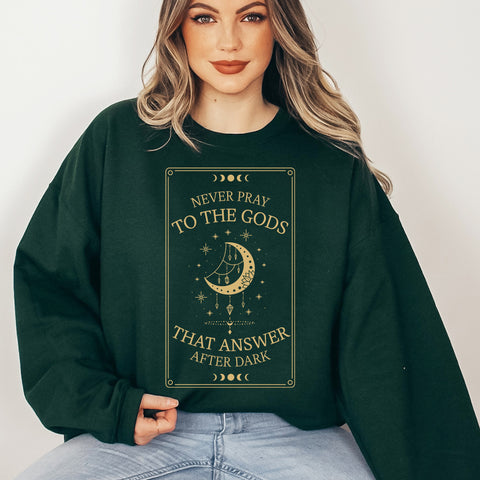 Never Pray To The Gods That Answer After Dark sweatshirt | Addie La Rue