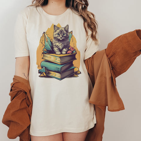 Bookish cat T-shirt | Bookworm gift for readers