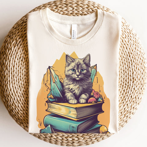 Bookish cat T-shirt | Bookworm gift for readers