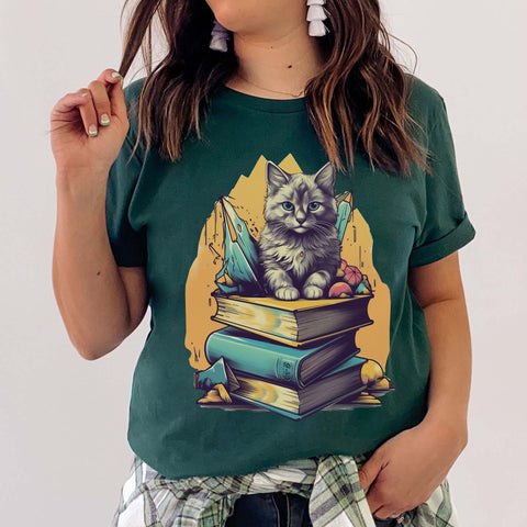 Bookish cat T-shirt | Bookworm gift for readers