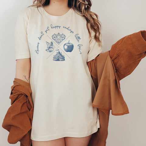 Heroes don't get happy endings little fox t-shirt | Caraval & Once Upon A Broken Heart