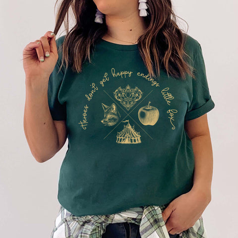 Heroes don't get happy endings little fox t-shirt | Caraval & Once Upon A Broken Heart