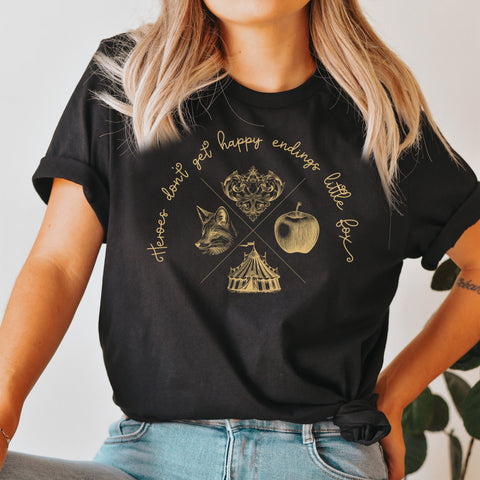 Heroes don't get happy endings little fox t-shirt | Caraval & Once Upon A Broken Heart