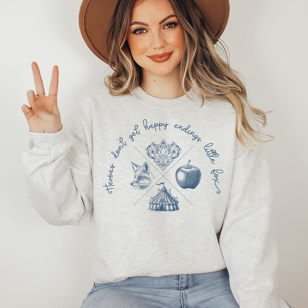 Heroes Don't Get Happy Endings Little Fox sweatshirt | Caraval & Once Upon A Broken Heart