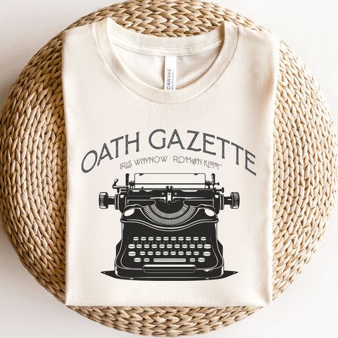 Oath Gazette - Iris Winnow and Roman Kitt t-shirt | Divine Rivals