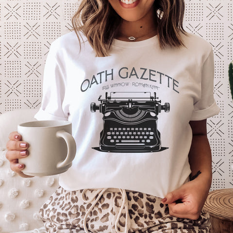 Oath Gazette - Iris Winnow and Roman Kitt t-shirt | Divine Rivals