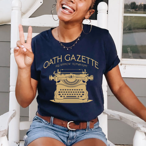 Oath Gazette - Iris Winnow and Roman Kitt t-shirt | Divine Rivals