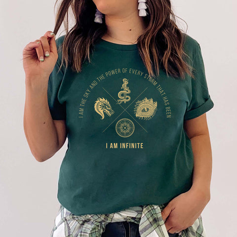 I Am The Sky And The Power Of Every Storm, I Am Infinite t-shirt | Fourth Wing