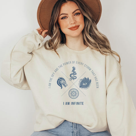 I am the sky and the power of every storm, I am infinite | Fourth Wing Sweatshirt