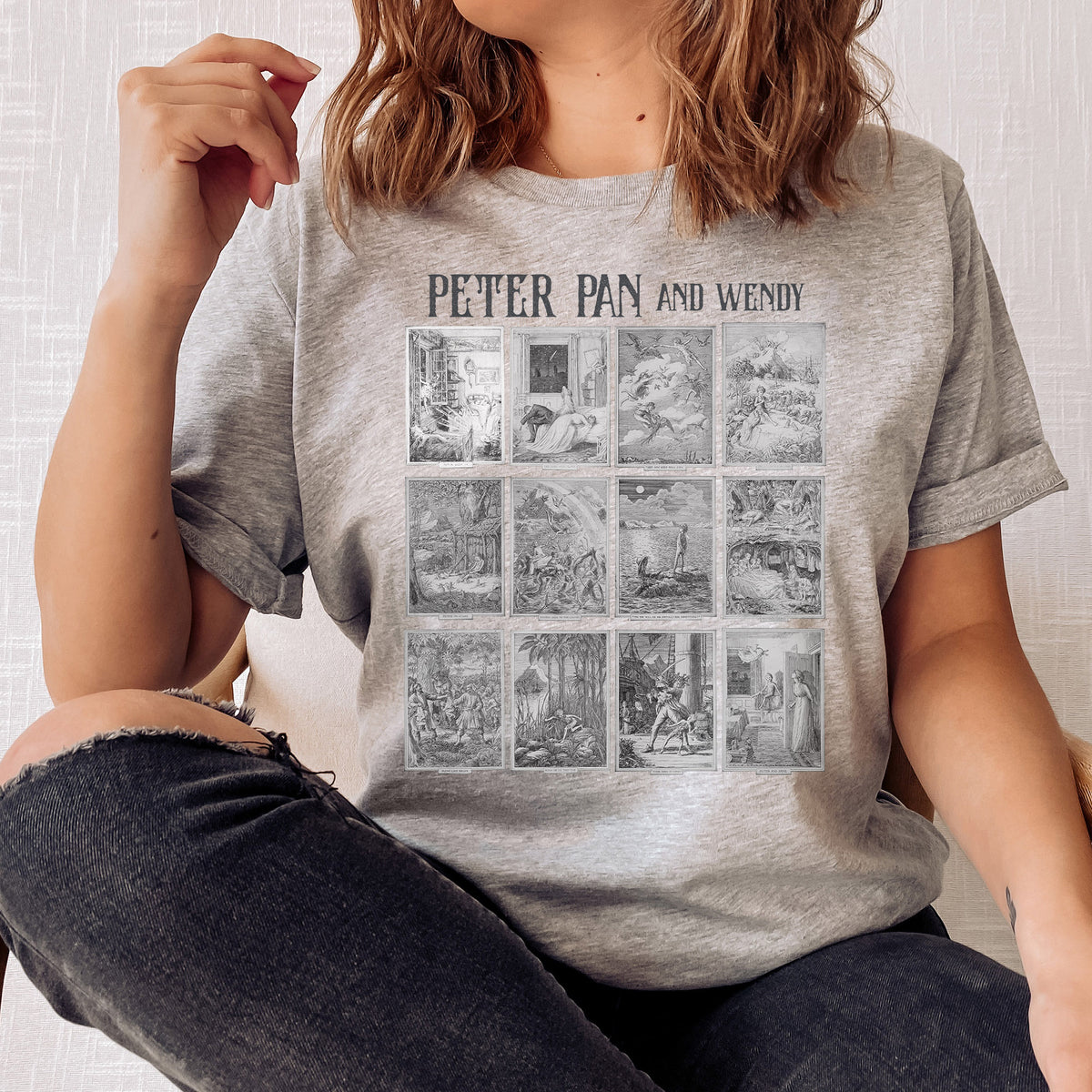 Neverland original illustrations t-shirt | Peter Pan and Wendy