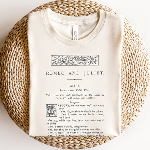 Romeo and Juliet First Page T-shirt | William Shakespeare