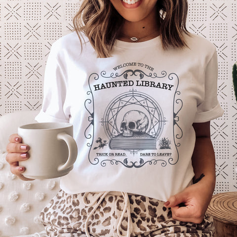 Welcome to the Haunted Library t-shirt | Bookish