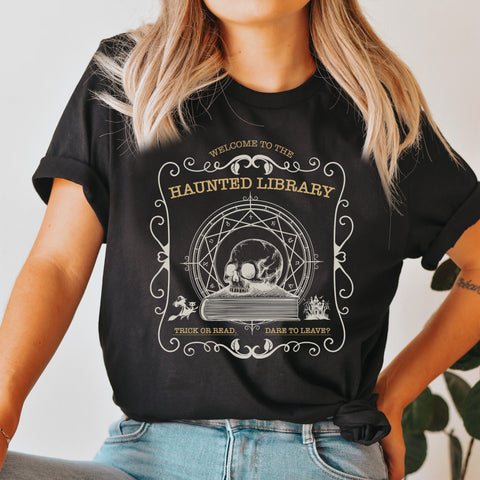 Welcome to the Haunted Library t-shirt | Bookish